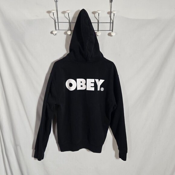 Obey | Black Logo Hoodie Sweatshirt | Size M - Picture 2 of 3